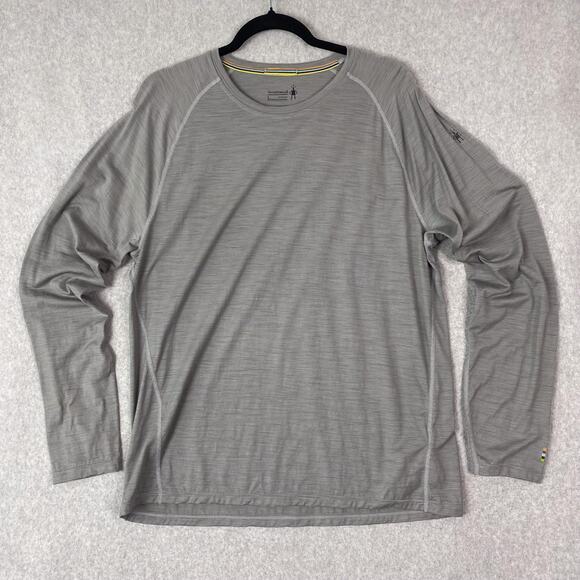 Smartwool Mens L Grey Striped Merino 150 Base Layer Long Sleeve Shirt - Picture 1 of 12